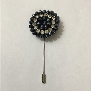 Beaded and rhinestone Lapel/Hat pin 3.5”